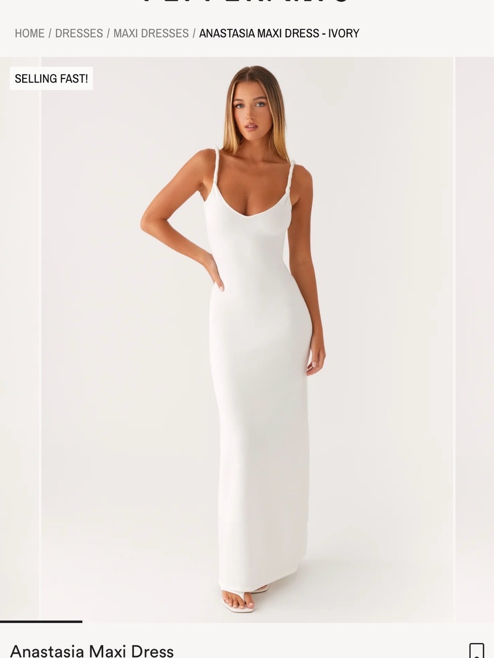 Peppermayo Ivory Scoop Neck Maxi Dress